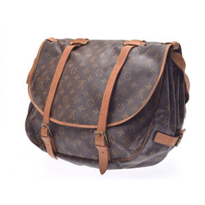 Louis Vuitton Saumur Leather Shoulder Brown Monogram Bag